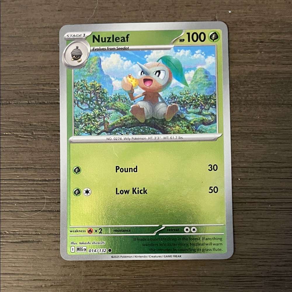 Pokemon Nuzleaf Card - Green and Blue Holo